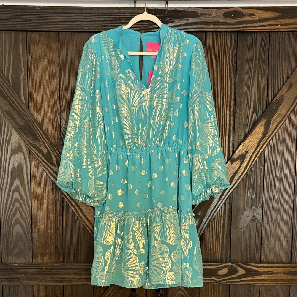 Lilly Pulitzer Teal and Gold Dress